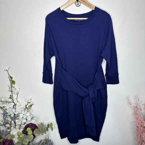 UNIVERSAL STANDARD Misa Tie Sleeve Sweatshirt Dress Navy Blue Sz 12 {U40} - Picture 2 of 5